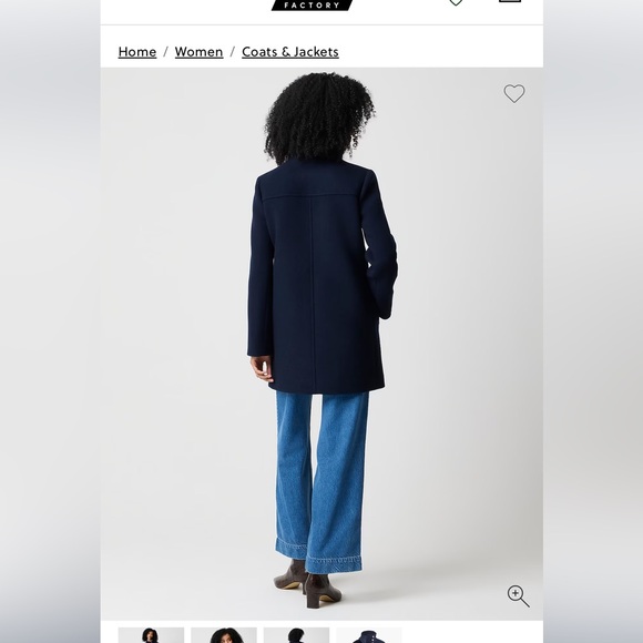 J. Crew Navy Blue wool zip front jacket.  New with tag. Size 2. - Picture 7 of 12